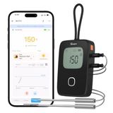 SONOFF Et Termometresi, Sigara İçen Fırın için Kablosuz Et Termometresi, 2 Problu Dijital Izgara Termometresi, Zamanlayıcı Modu, Akıllı LCD Arka Işık, Bildirim Uyarısı, Barbekü Termometresi