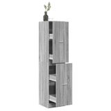Sonoma eczacı dolabı gri – 40 x 41 x 174,5 cm – Metal kılavuzlu ahşap depolama organizatörü, evde ofis, mutfak ve oturma odası için şık çözüm