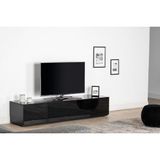 Sonorous Studio Serisi Cam Kaplama Televizyon Sehpası 200 cm Modern Minimal 85'' Inç Tv Sehpası Tekerlekli