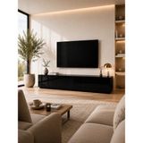 Sonorous Studio Serisi Sta 200 Cam Kaplama Televizyon Sehpası 200 Cm Tv Sehpası Tekerlekli - Atlas - Siyah