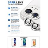 Sonreir iPhone 11 / 12 / 12 Mini Açık Gri Metal Kamera Lens Koruyucu Safir Cam Ultra Net HD