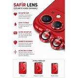 Sonreir iPhone 11 / 12 / 12 Mini Kırmızı Metal Kamera Lens Koruyucu Safir Cam Ultra Net HD