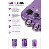 Sonreir iPhone 11 / 12 / 12 Mini Purple Mor Metal Kamera Lens Koruyucu Safir Cam Ultra Net HD