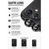 Sonreir iPhone 11 / 12 / 12 Mini Siyah Metal Kamera Lens Koruyucu Safir Cam Ultra Net HD