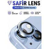 Sonreir iPhone 13 / 13 Mini Sierra Mavi Metal Kamera Lens Koruyucu Safir Cam Ultra Net HD