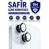 Sonreir iPhone 15 / 15 Plus Mavi Metal Kamera Lens Koruyucu Safir Cam Ultra Net HD