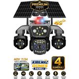 Sonreir RX80 4 Kameralı 20MP 4g Sim Kartlı Güvenlik Kamerası Çift Solar Panelli Gece Görüşlü Güneş Enerjili - Siyah