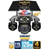 Sonreir RX80 4 Kameralı 20MP 60GB Sim Kartlı Güvenlik Kamerası Çift Solar Panelli Gece Görüşlü Güneş Enerjili - 60GB SİM KART DAHİL