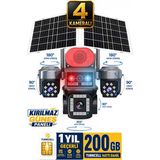Sonreir RX84G 4 Kameralı 20MP 200GB Sim Kartlı Güvenlik Kamerası Çift Solar Panelli Güneş Enerjili Kamera