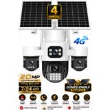 SONREİR RX86 4 Kameralı 5G Sim Kartlı Güvenlik Kamerası Çift Solar Panelli Güneş Enerjili Kamera