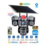 Sonreir Snr-01 3 Lens Solar Güvenlik Kamerası 4g Sim Kartlı Ptz Hareketli Gece Görüşlü Güneş Panelli Kamera