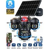 Sonreir SNR 4G 3 Lensli SIM Kartlı 360° PTZ Solar Güvenlik Kamerası Güneş Panelli Gece Görüşlü Dış Mekan - Siyah