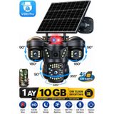 SONREİR SNR 4G 3 Lensli SIM Kartlı 360° PTZ Solar Güvenlik Kamerası Güneş Panelli Gece Görüşlü Dış Mekan