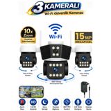 SONREİR SNR3 Wi-Fi 3 Kameralı PTZ Motorlu Güvenlik Kamerası 20MP Gece Görüşlü Sesli Akıllı Kamera