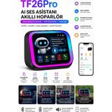 Sonreir TF26 Yapay Zeka Sesli Asistan Akıllı Bluetooth Hoparlör Aı Sohbet Dokunmatik Ekran Speaker Masa Saati - Siyah