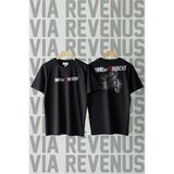 Sons Of Anarchy Baskılı Bisiklet Yaka Bol Kesim %100 Pamuk Unisex Tshirt - Siyah