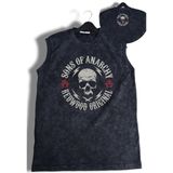 Sons Of Anarchy Ense Baskılı Yıkamalı Kolsuz Tişört, Unisex Soa Temalı Sıfır Kollu Retro Atlet - Siyah - 2XL
