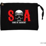 Sons Of Anarchy Soa Siyah Clutch Astarlı Cüzdan / El Çantası - 25x18cm