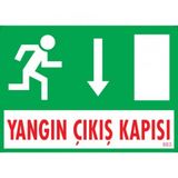 Sönsan Uyarı Levhaları -Yangın Çıkış Kapısı -Aşağı -Pvc 25X35