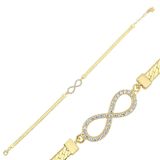 Sonsuzluk Altın Bileklik Ezme Zincir 18-22 Cm