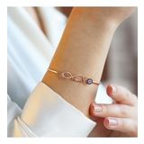Sonsuzluk Nazar Boncuklu Annem Yazılı Rose Gold Kaplama Gümüş Kelepçe