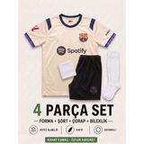 Sonvadi Barcelona Lamine Yamal Krem Çocuk Futbol Forması 4'lü Set Forma + Şort + Çorap + Bileklik - 13 - 14 Yaş - Siyah