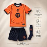 Sonvadi Barcelona Lamine Yamal Turuncu Çocuk Futbol Forması 3'lü Set Forma + Şort + Çorap - 7 - 8 Yaş - Siyah