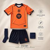 Sonvadi Barcelona Lamine Yamal Turuncu Çocuk Futbol Forması 4'lü Set Forma + Şort + Çorap + Bileklik - 11 - 12 Yaş - Siyah