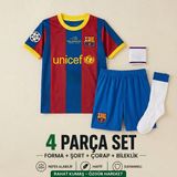 Sonvadi Barcelona Messi Çocuk Futbol Forması 4'lü Set Forma + Şort + Çorap + Bileklik - 13 - 14 Yaş - Siyah