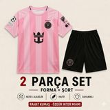Sonvadi Inter Miami Messi Yeni Sezon Çocuk Futbol Forması 2'li Set Forma + Şort - 7 - 8 Yaş - Siyah