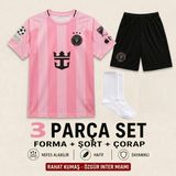 Sonvadi Inter Miami Messi Yeni Sezon Çocuk Futbol Forması 3'lü Set Forma + Şort + Çorap - 11 - 12 Yaş - Siyah