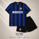 Sonvadi Inter Milan Ronaldo 24/25 Sezon Çocuk Futbol Forması 2'li Set Forma + Şort - 7 - 8 Yaş - Siyah