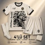 Sonvadi Italya Milli Takım Siyah Isimsiz Çocuk Futbol Forması 4'lü Set Forma + Şort + Çorap + Bileklik - 7 - 8 Yaş