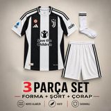 Sonvadi Juventus Kenan Yıldız Çocuk Futbol Forması 3'lü Set Forma + Şort + Çorap - 13 - 14 Yaş - Siyah