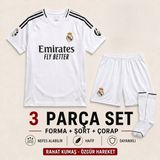 Sonvadi Real Madrid Bellingham 24/25 Sezon Çocuk Futbol Forması 3'lü Set Forma + Şort + Çorap - 9 - 10 Yaş - Siyah