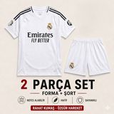 Sonvadi Real Madrid Mbappe 24/25 Sezon Çocuk Futbol Forması 2'li Set Forma + Şort - 11 - 12 Yaş - Siyah