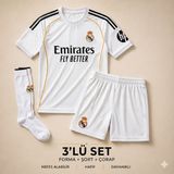 Sonvadi Real Madrid Mbappe 25/26 Sezon Çocuk Futbol Forması 3'lü Set Forma + Şort + Çorap - 13 - 14 Yaş - Siyah