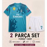 Sonvadi Real Madrid Ronaldo Turkuaz Çocuk Futbol Forması 2'li Set Forma + Şort - 11 - 12 Yaş - Siyah