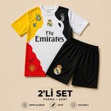 Sonvadi Ronaldo Özel Tasarım Sarı Çocuk Futbol Forması 2'li Set Forma + Şort - 9 - 10 Yaş - Siyah