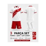 sonvadi Türkiye 2026 (y02) Polo Yaka Beyaz Kırmızı Özel Tasarım Çocuk Forması Çorap Hediyeli