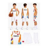 sonvadi Türkiye Armalı Beyaz Çocuk Basketbol Forması Çorap Hediyeli