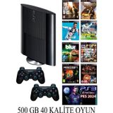 Sony Playstation 3 Süper Slim 500 Gb ( Yenilenmiş ) 2 Kablosuz Kol 40 Dijital Oyun Garantili Ürün