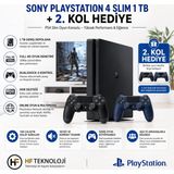 Sony Playstation 4 Slim 1 Tb Oyun Konsolu (Ithalatçı Garantili) + Yeni Nesil 2.kol Hediye - Siyah