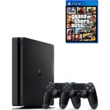 Sony Playstation 4 Slim Kasa 500 GB +( Yenilenmiş. )+ 2. Ps4 Kol + Gta 5 Dahil 15 Dijital Oyun Hediyeli - Siyah