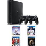 Sony Playstation 4 Slim Kasa 500 Gb+Yenilenmiş+2. Ps4 Kol + 4 Cd'li Oyun - Siyah