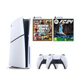 Sony Playstation 5 1 TB Slim CD Edition Konsol + 2. PS5 Kol + PS5 Gta 5 + PS5 Fifa 24 Oyunu