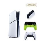 Sony Playstation 5 1 Tb Slim Cd Edition Oyun Konsolu + 2. Ps5 Kol Remix Green + Ps5 Şarj İstasyonu - Beyaz