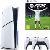 Sony Playstation 5 1 Tb Slim CD Edition Oyun Konsolu + 2. Ps5 Kolu + Fc 25 Oyunu - Siyah - Beyaz