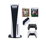 Sony Playstation 5 Cdli Standart kasa + 2.kol Dualsense Kamuflaj Gri + Şarj istasyonu + ps5 FC26 + Ps5 GTA 5 ( İthalatçı Garantili)
