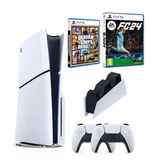 Sony Playstation 5 Slim Cd Edition + 2. Dualsense Ps5 Kol + Sarj İstasyonu + Fifa Fc 24 + Gta 5 (İthalatçı Garantili) Trcl3